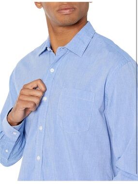 Amazon Essentials Blue Long-Sleeve Button-Down Shirt